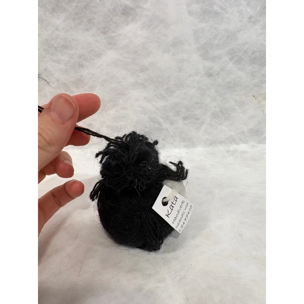 Kata Handverk Icelandic Wool Horse Ornament Black White Spotted Handmade Felted